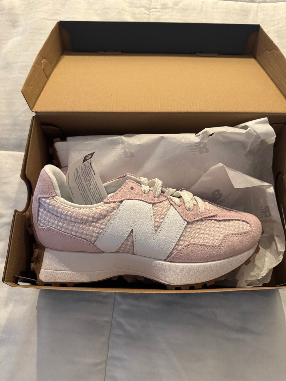 New Balance Women's Pink and White Platform Sneaker